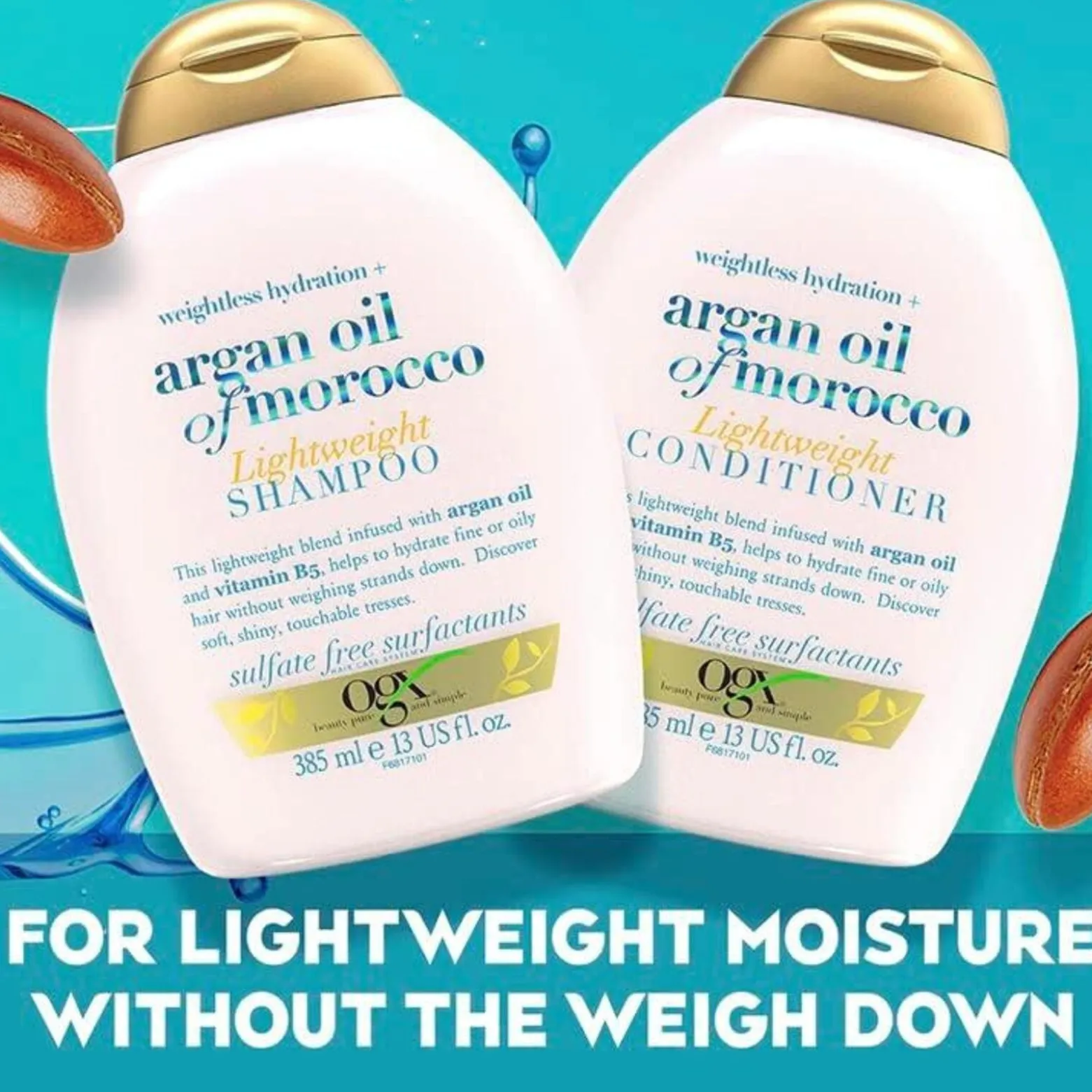 OGX Weightless Hydration + Argan Oil of Morocco Lightweight Conditioner 385ml (13floz)