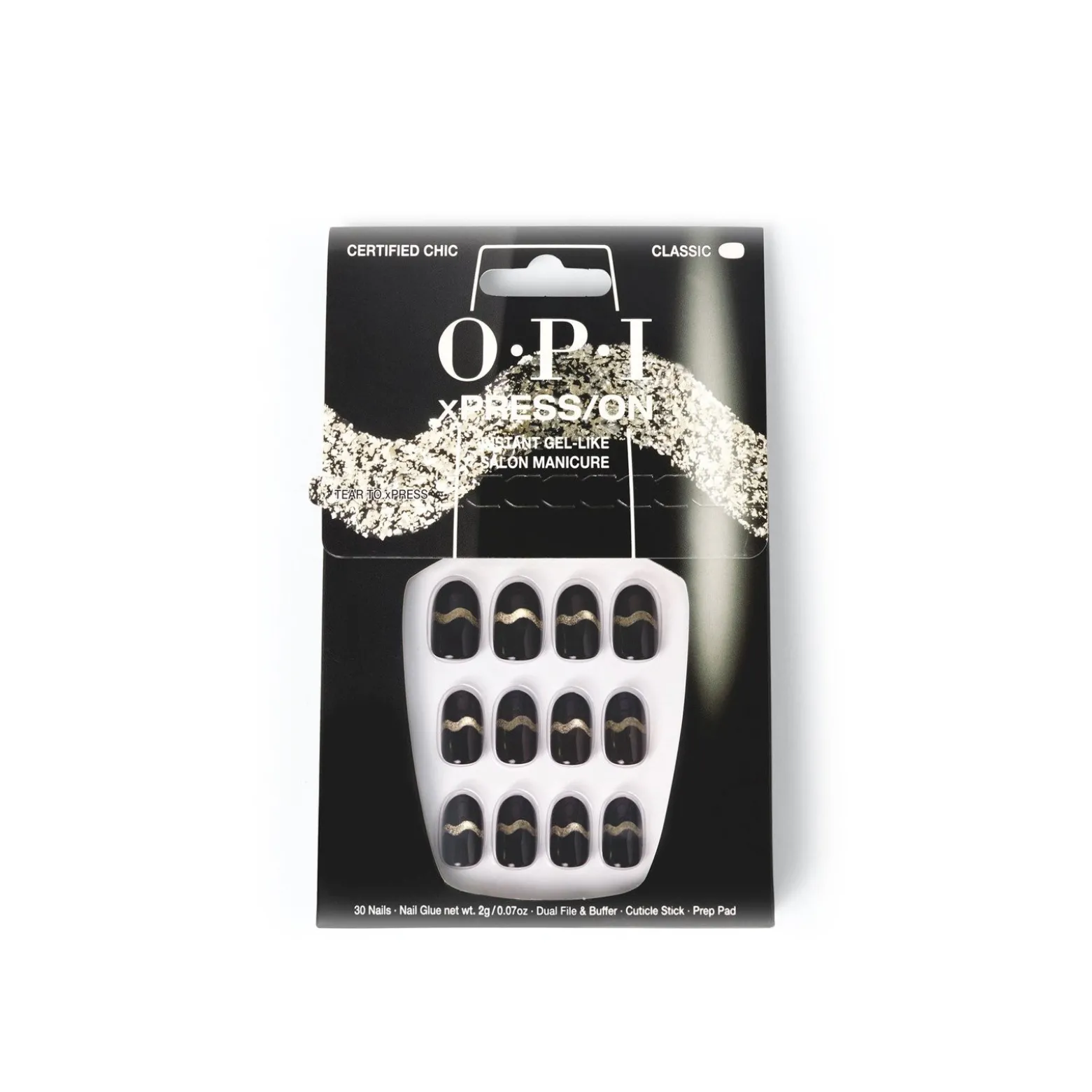 OPI xPRESS/ON Press On Nails Short Certified Chic x30