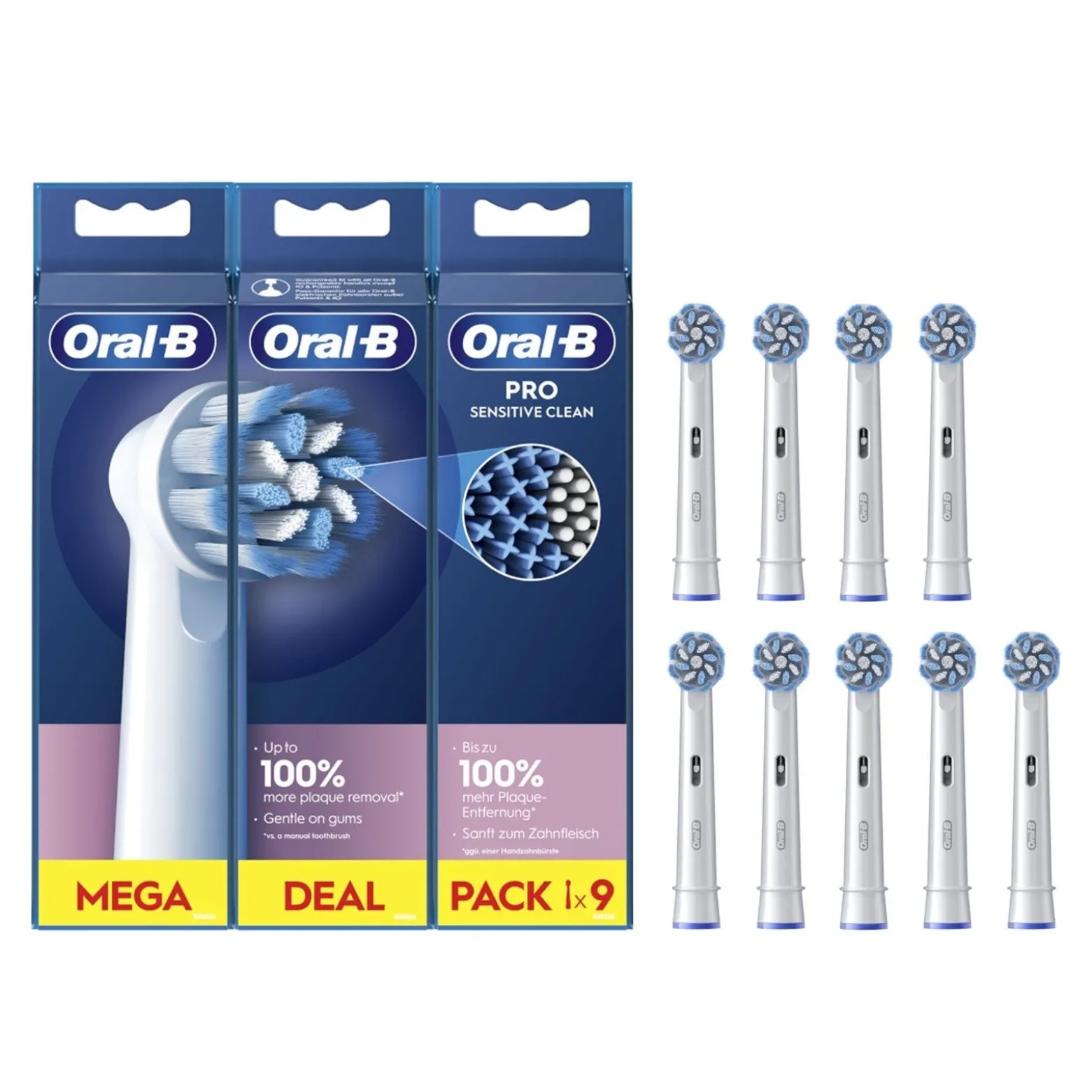 Oral-B Pro Sensitive Clean Replacement Head Electric Toothbrush x9