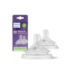Philips Avent Natural Response Baby Bottle Silicone Nipple Flow 2 Slow x2