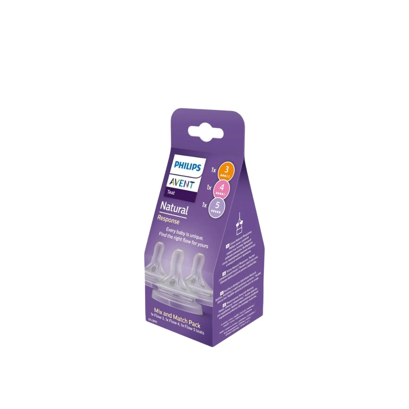 Philips Avent Natural Response Baby Bottle Silicone Nipple Flow 3/4/5 x3