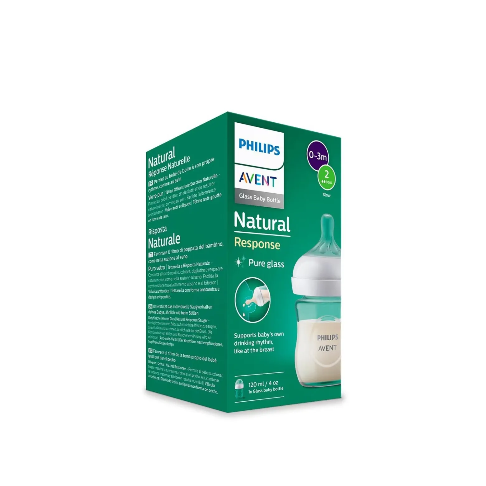 Philips Avent Natural Response Glass Baby Bottle 0-3m 120ml (4 oz)