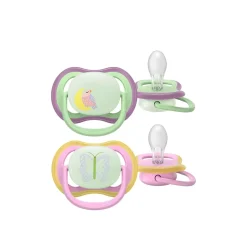 Philips Avent Ultra Air Night-Time Pacifier 6-18m Green/Pink x2