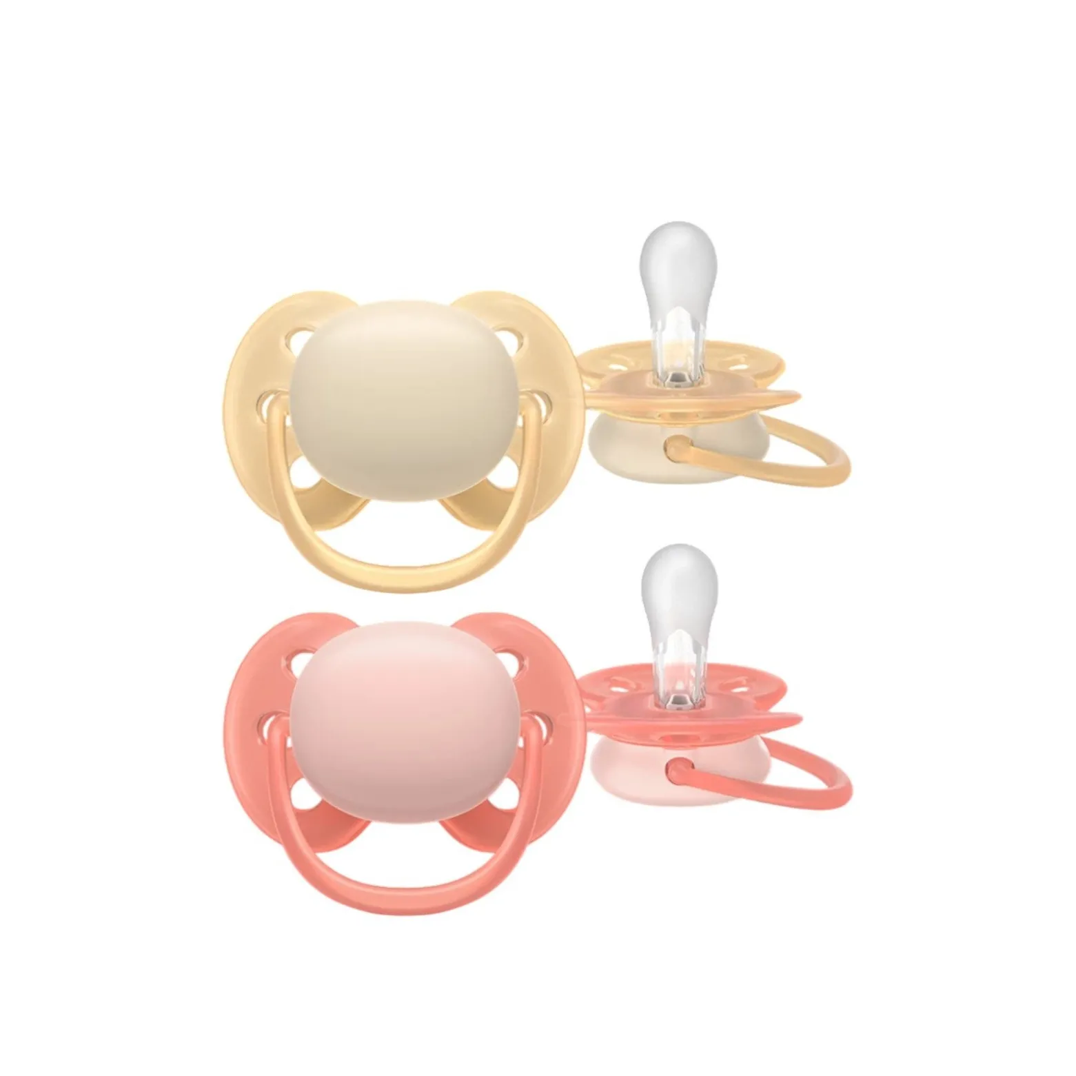 Philips Avent Ultra Soft Pacifier 0-6m Yellow/Pink x2