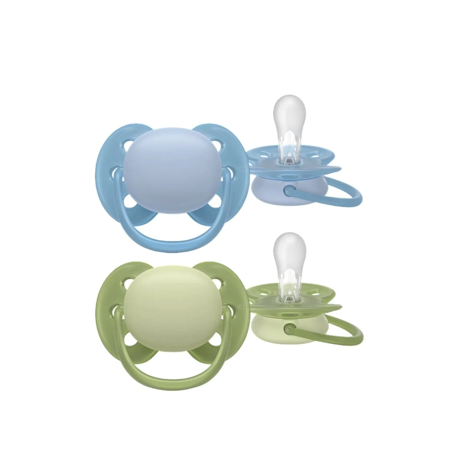 Philips Avent Ultra Soft Pacifier 0-6m Blue/Green x2