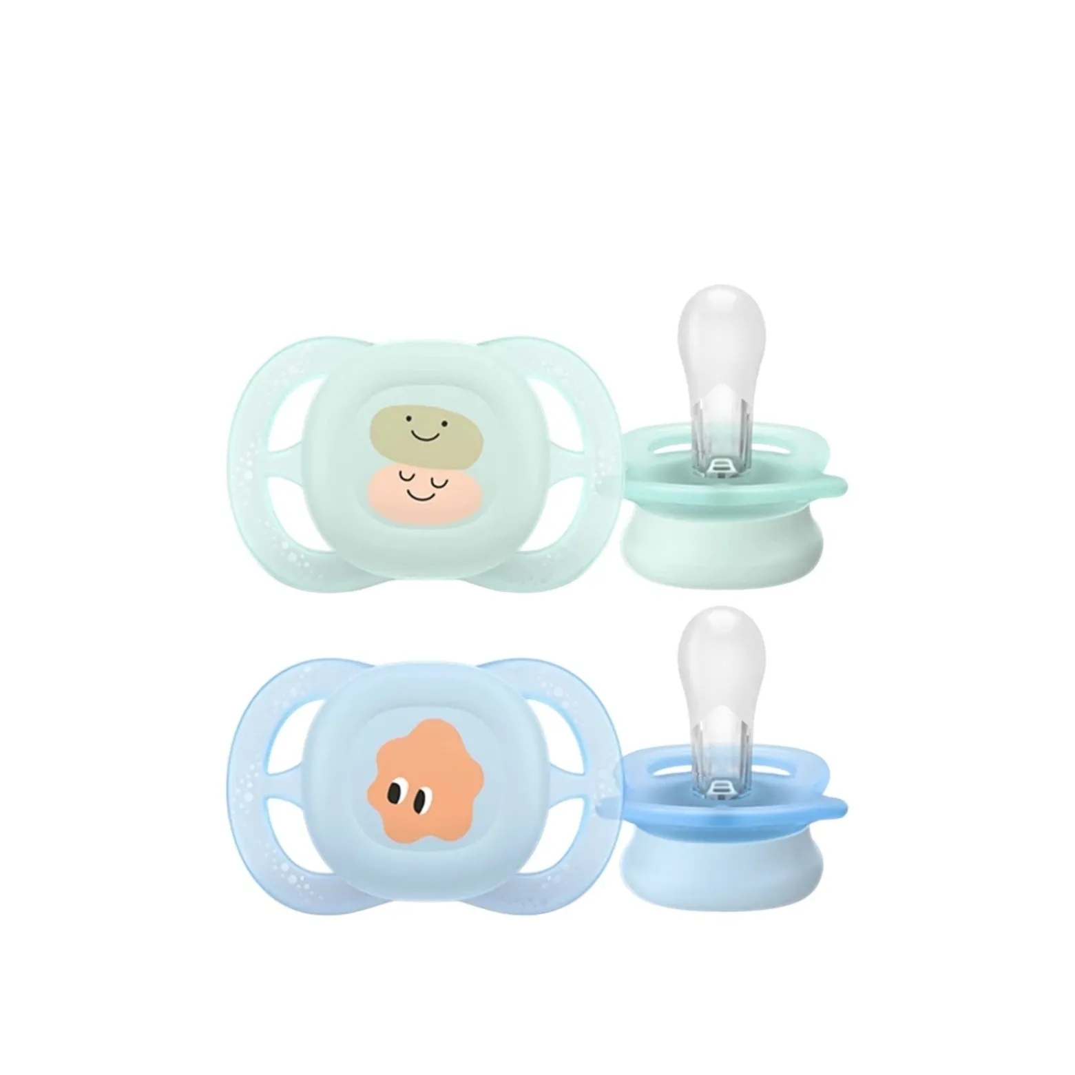 Philips Avent Ultra Start Pacifier 0-2m Green/Blue with Design x2