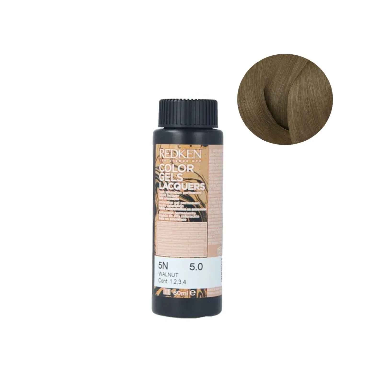 Redken Color Gels Lacquers Permanent Hair Dye 5N Walnut 60ml (2.03 fl oz)