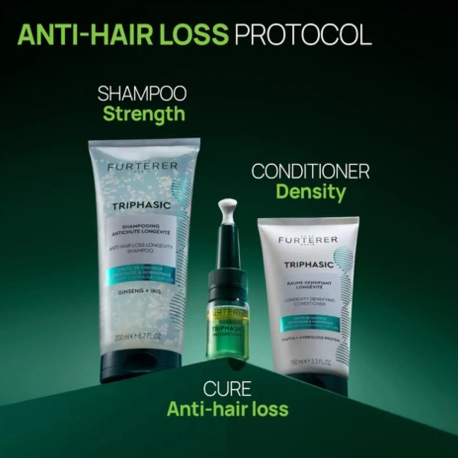 René Furterer Triphasic Progressive Longevity & Density Anti-Hair Loss Treatment 8x5.5ml (8x0.19fl oz)