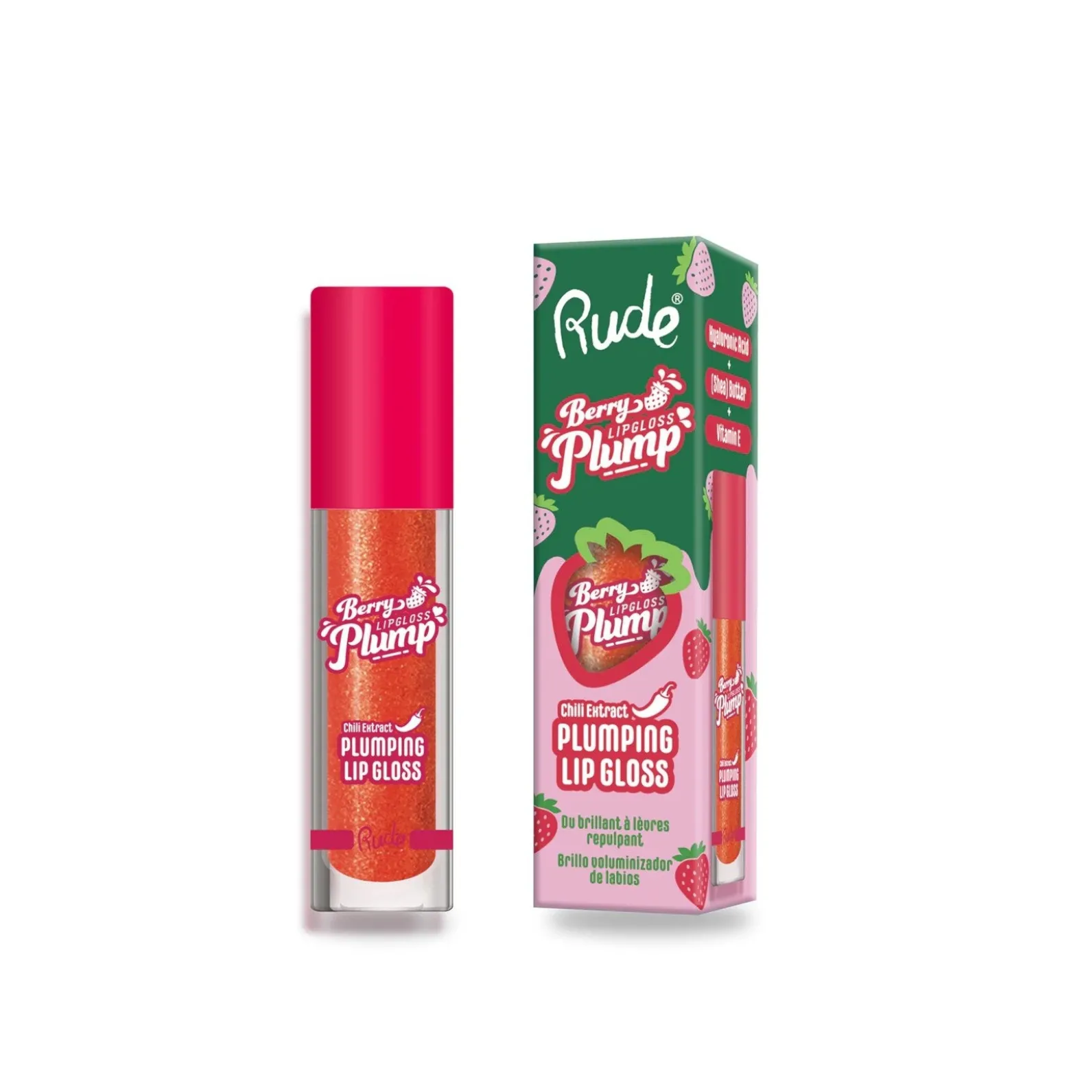 Rude Cosmetics Berry Plump Plumping Lip Gloss Cherry Bomb 4ml (0.135floz)