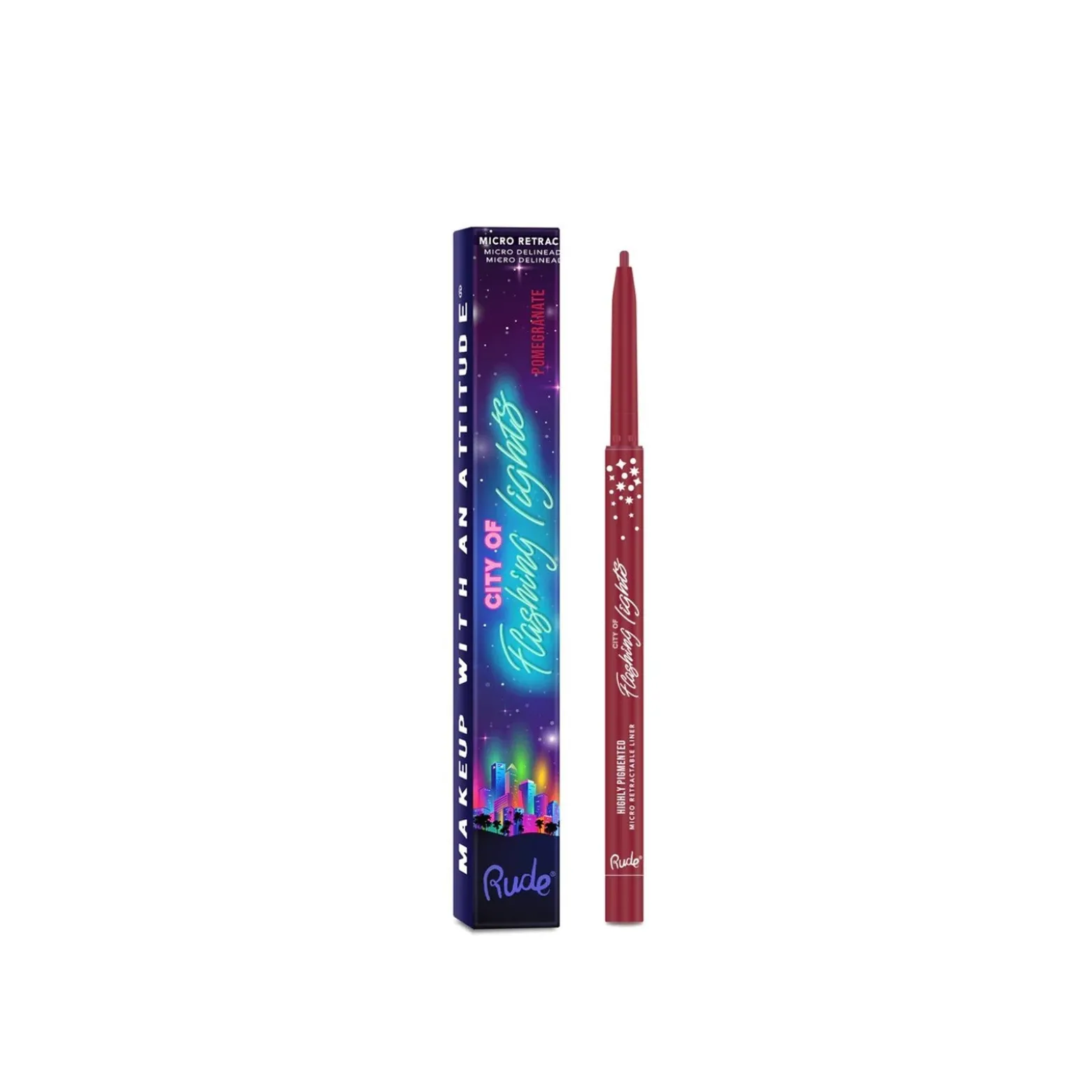 Rude Cosmetics City of Flashing Lights Highly Pigmented Micro Retractable Liner Pomegranate 0.1g (0.0035oz)