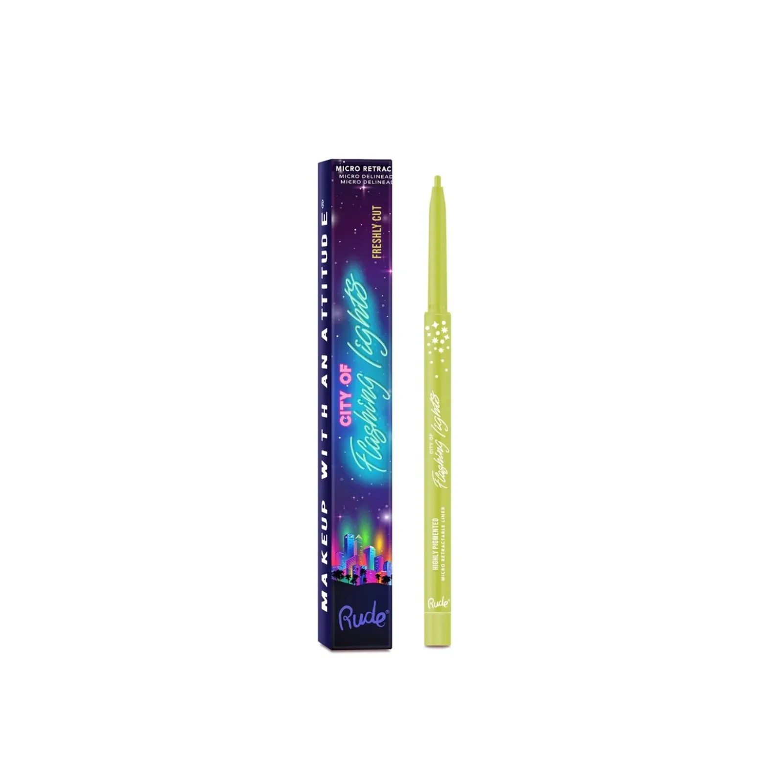 Rude Cosmetics City of Flashing Lights Highly Pigmented Micro Retractable Liner Freshly Cut 0.1g (0.0035oz)