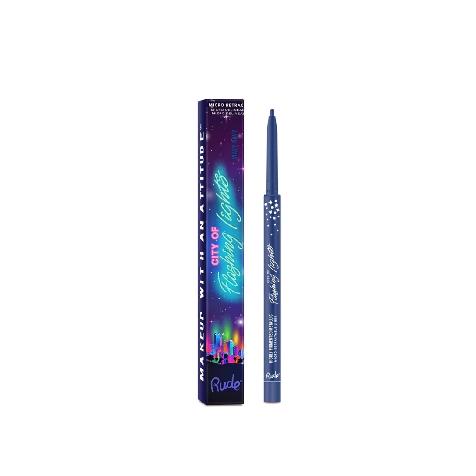 Rude Cosmetics City of Flashing Lights Highly Pigmented Micro Retractable Liner Wavy Navy 0.1g (0.0035oz)