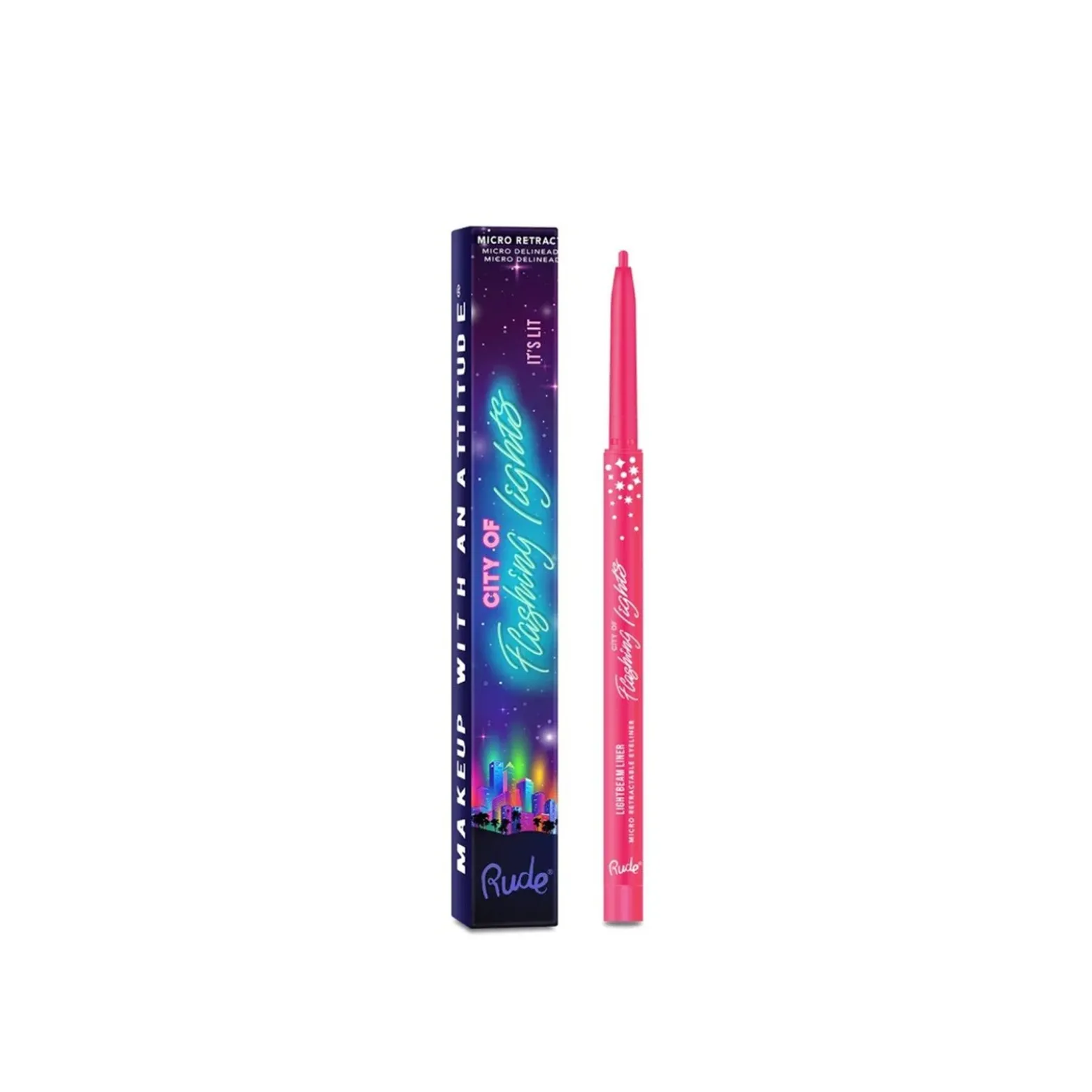 Rude Cosmetics City of Flashing Lights Highly Pigmented Micro Retractable Liner It's Lit 0.1g (0.0035oz)