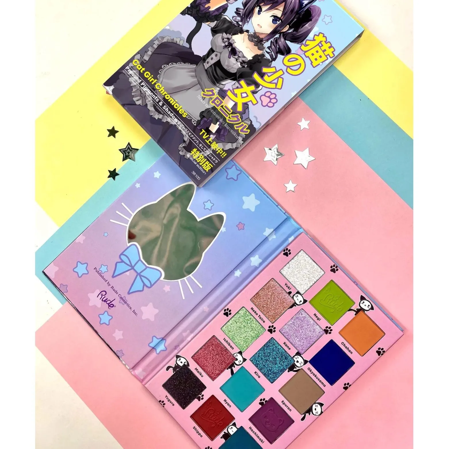 Rude Cosmetics Manga Collection Pressed Pigments & Shadows Palette Cat Girl Chronicles