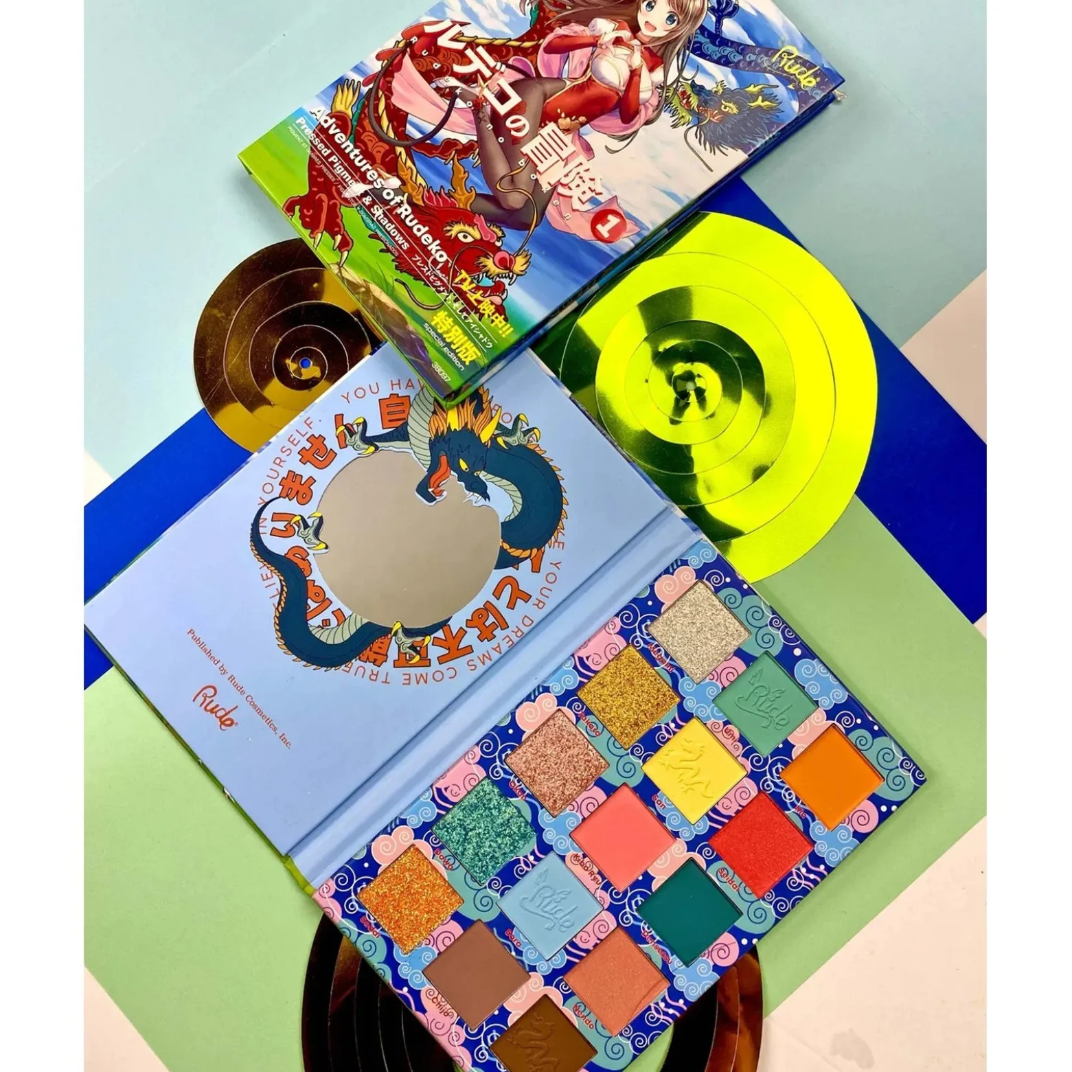 Rude Cosmetics Manga Collection Pressed Pigments & Shadows Palette Adventures of Rudeko