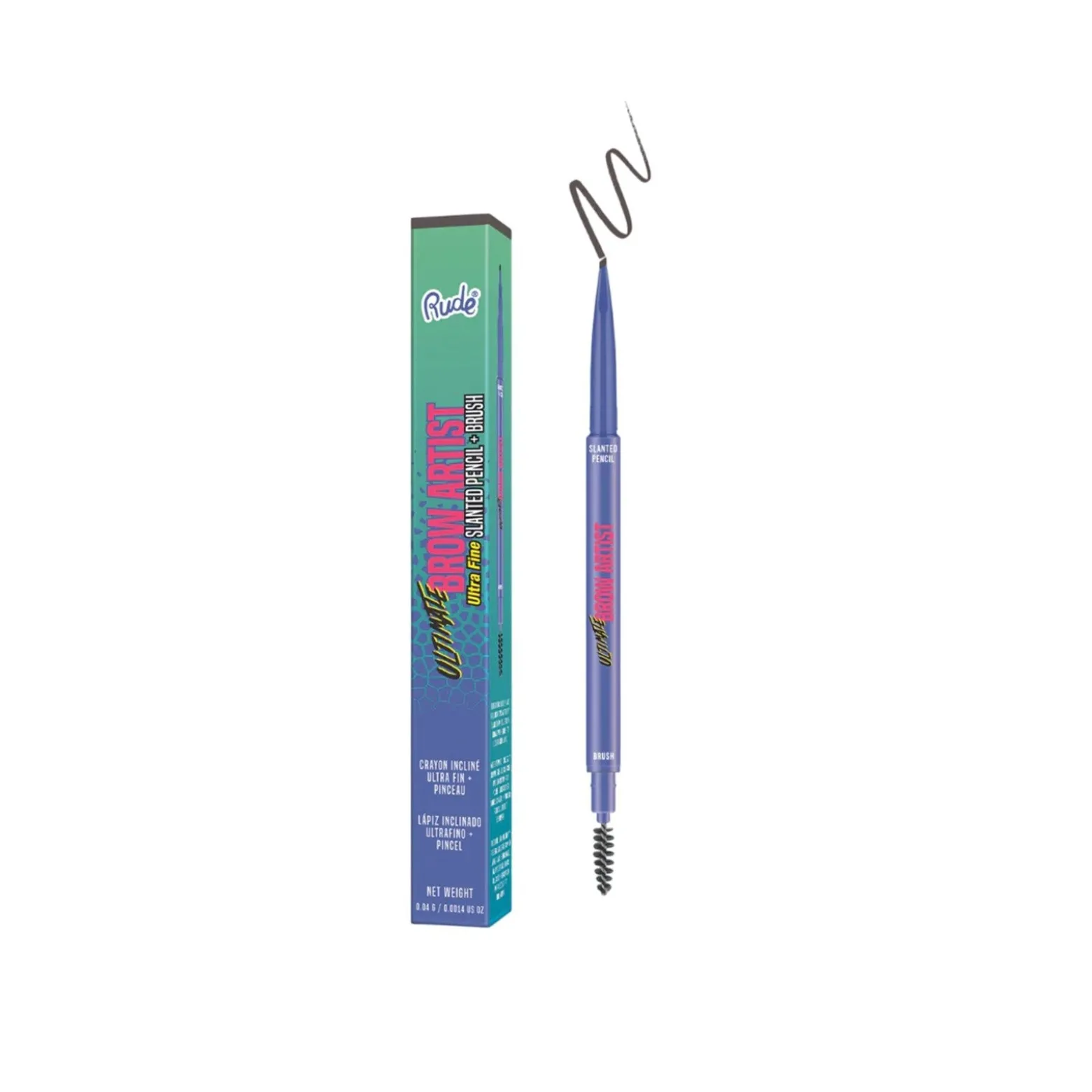 Rude Cosmetics Ultimate Brow Artist Ultra Fine Slanted Pencil + Brush Taupe 0.04g (0.0014oz)
