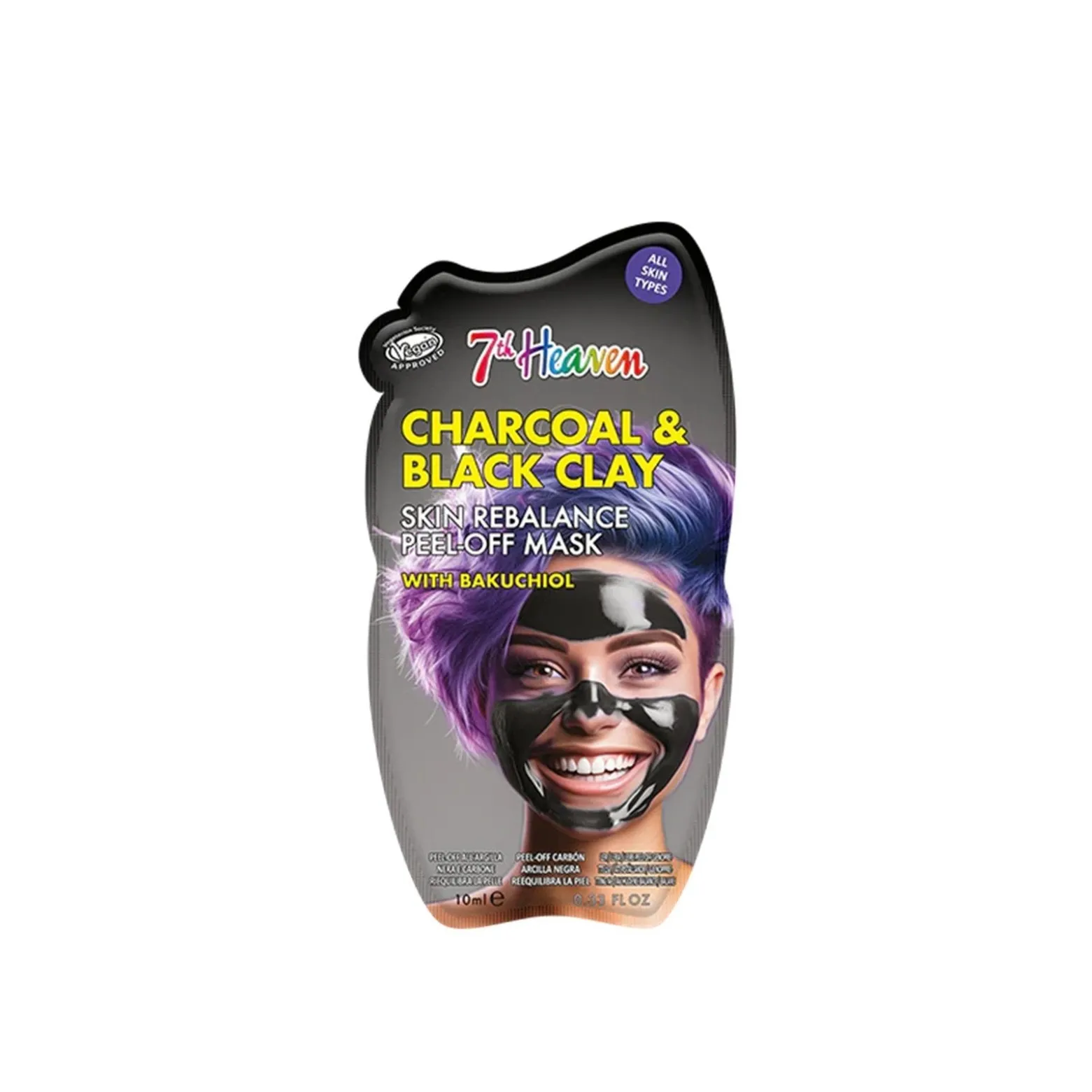 7th Heaven Charcoal & Black Clay Skin Rebalance Peel-Off Mask with Bakuchiol 10ml (0.33floz)