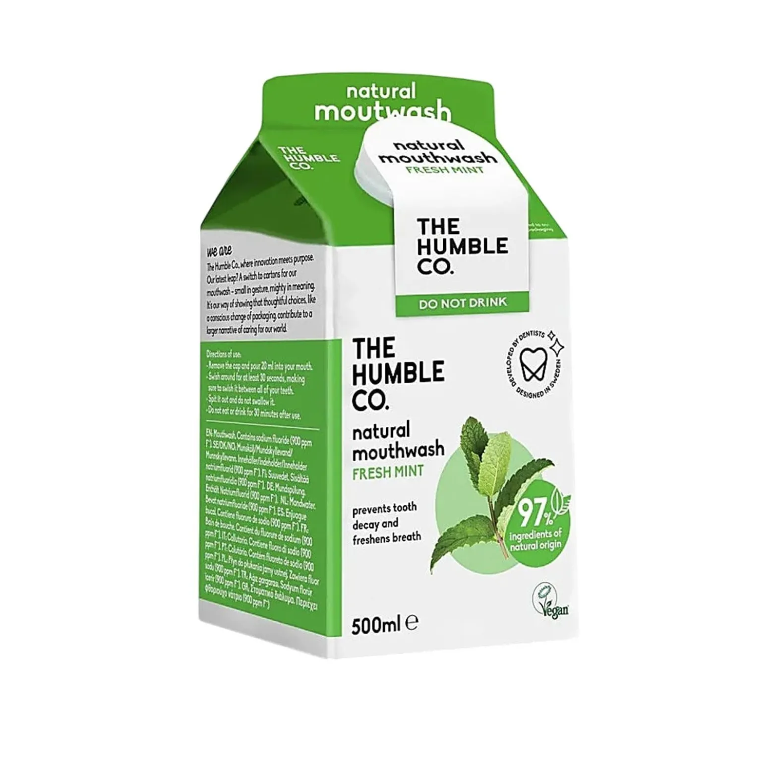 The Humble Co. Natural Mouthwash Fresh Mint 500ml (16.9floz)