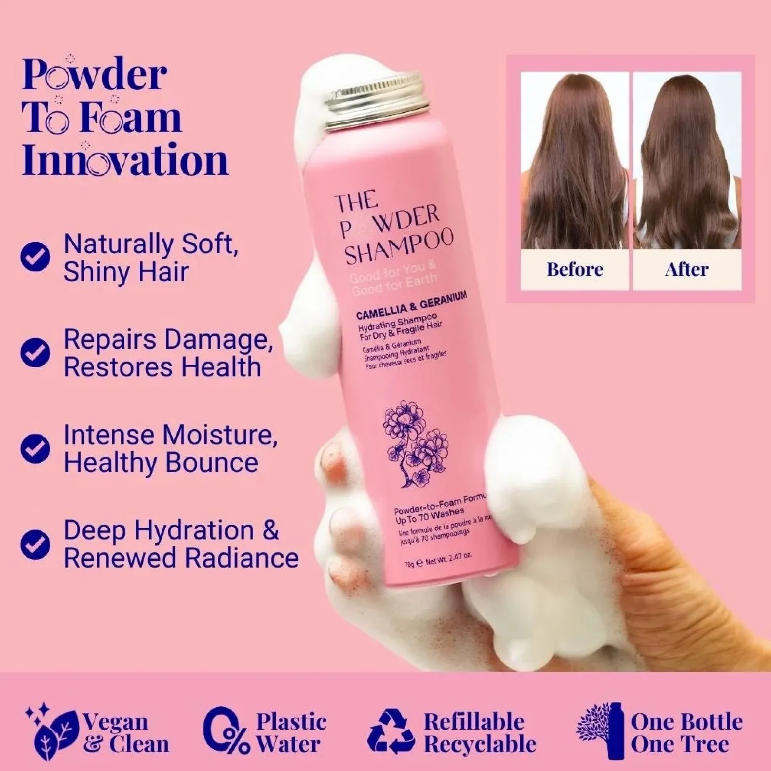 The Powder Shampoo Hydrating Shampoo Camellia & Geranium Refill 50g (1.76oz)