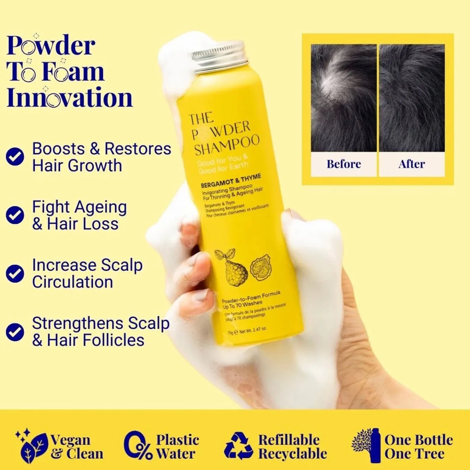 The Powder Shampoo Invigorating Shampoo Bergamot & Thyme 20g (0.70oz)