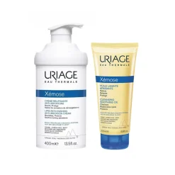 Uriage Xémose Lipid-Replenishing Anti-Irritation Cream 400ml + Cleansing Soothing Oil 200ml (13.53+6.76fl oz)