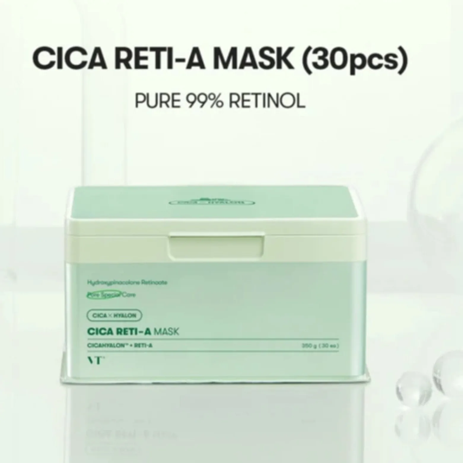 VT Cosmetics CICA Reti-A Mask Moisturizing and Exfoliating Face Mask Set in a Sheet x30 (12.34oz)