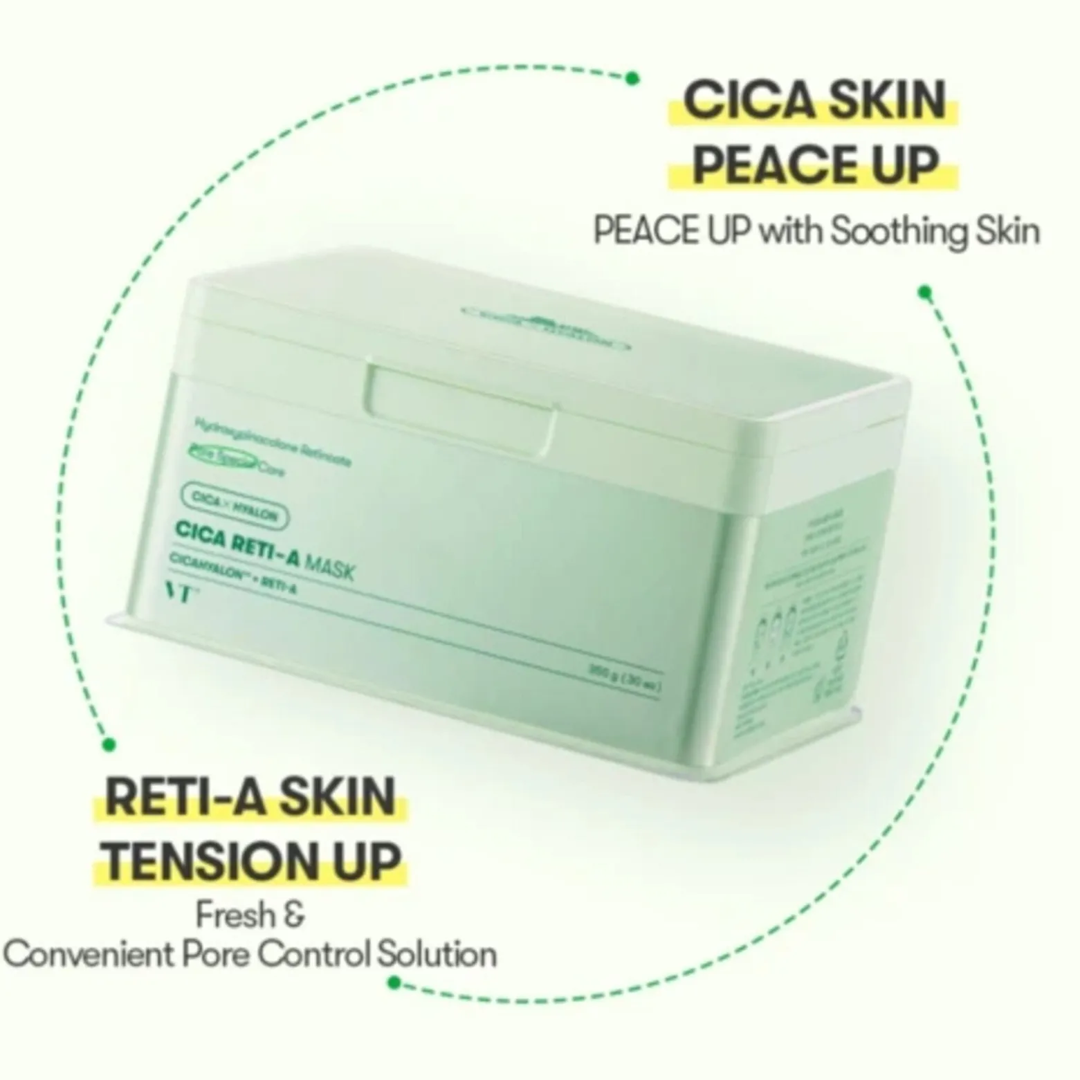 VT Cosmetics CICA Reti-A Mask Moisturizing and Exfoliating Face Mask Set in a Sheet x30 (12.34oz)