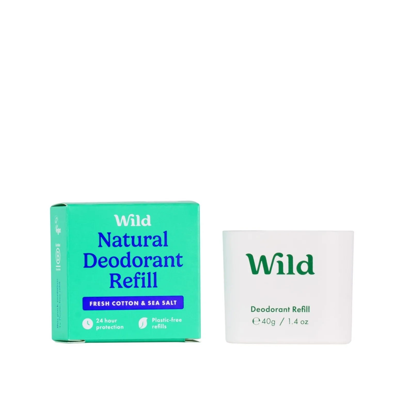 Wild Natural Deodorant Refill Fresh Cotton & Sea Salt 40g (1.41oz)